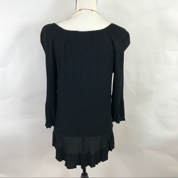 Chelsea & Theodore ruffle black tunic top M - Picture 3 of 6